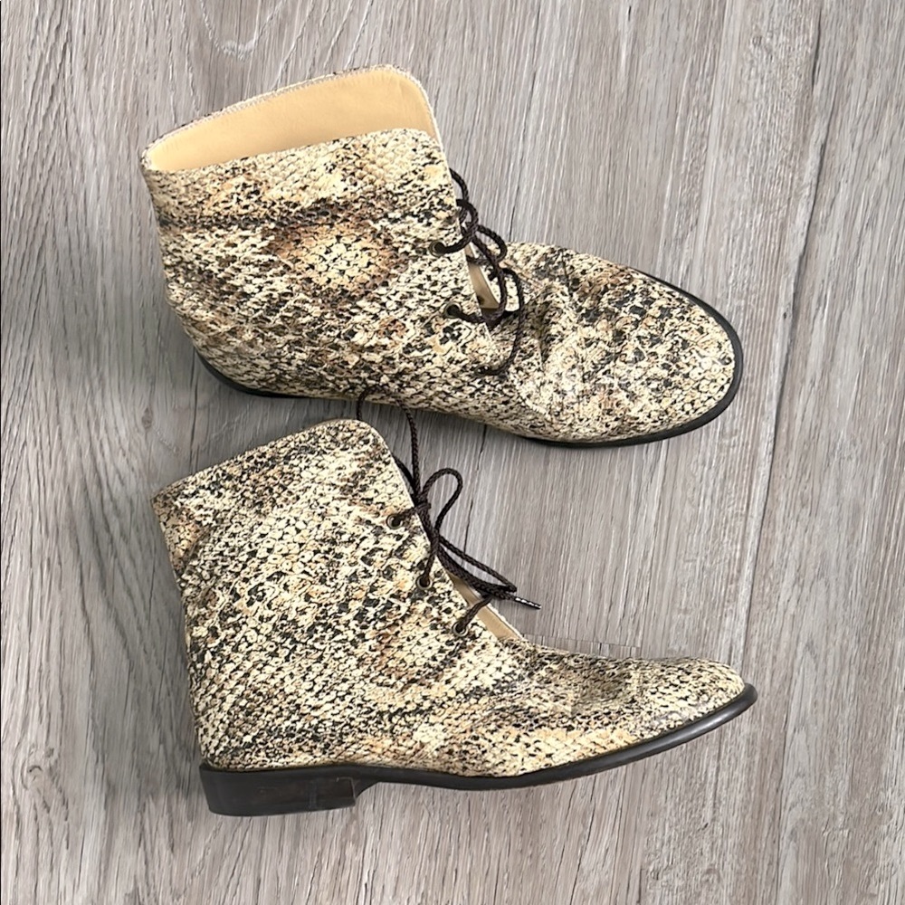 Vintage leather snake print boots